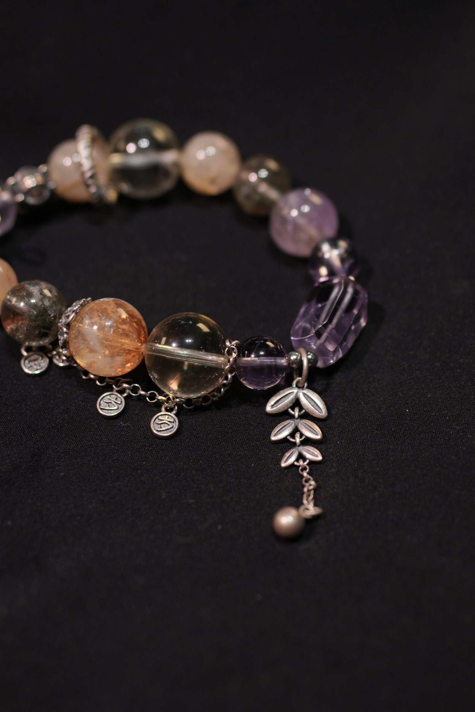 The "Spirit & Abundance" Amethyst and Golden Rutilated Citrine Feng Shui Chakra Bracelet - Image 6