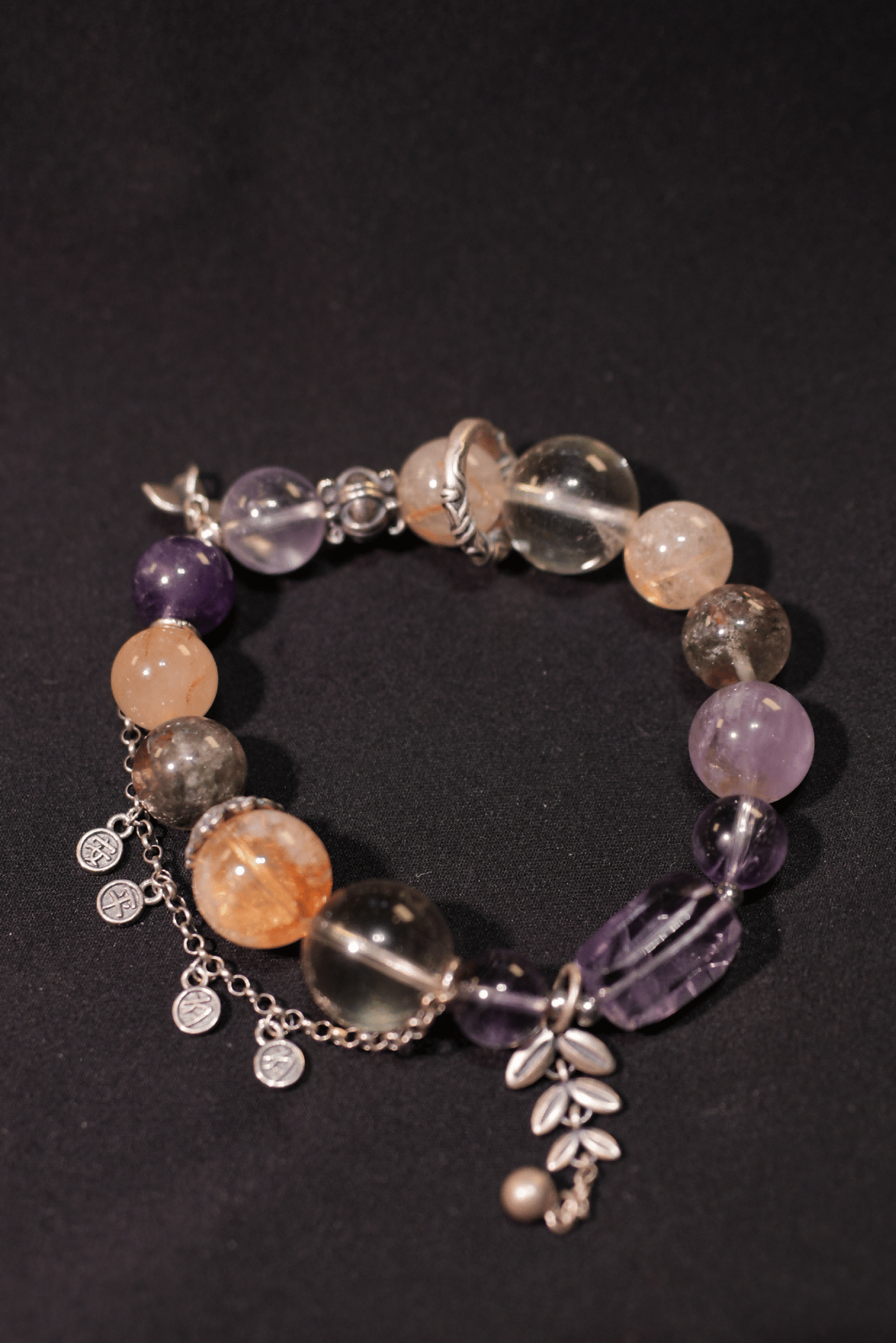 The "Spirit & Abundance" Amethyst and Golden Rutilated Citrine Feng Shui Chakra Bracelet - Image 7