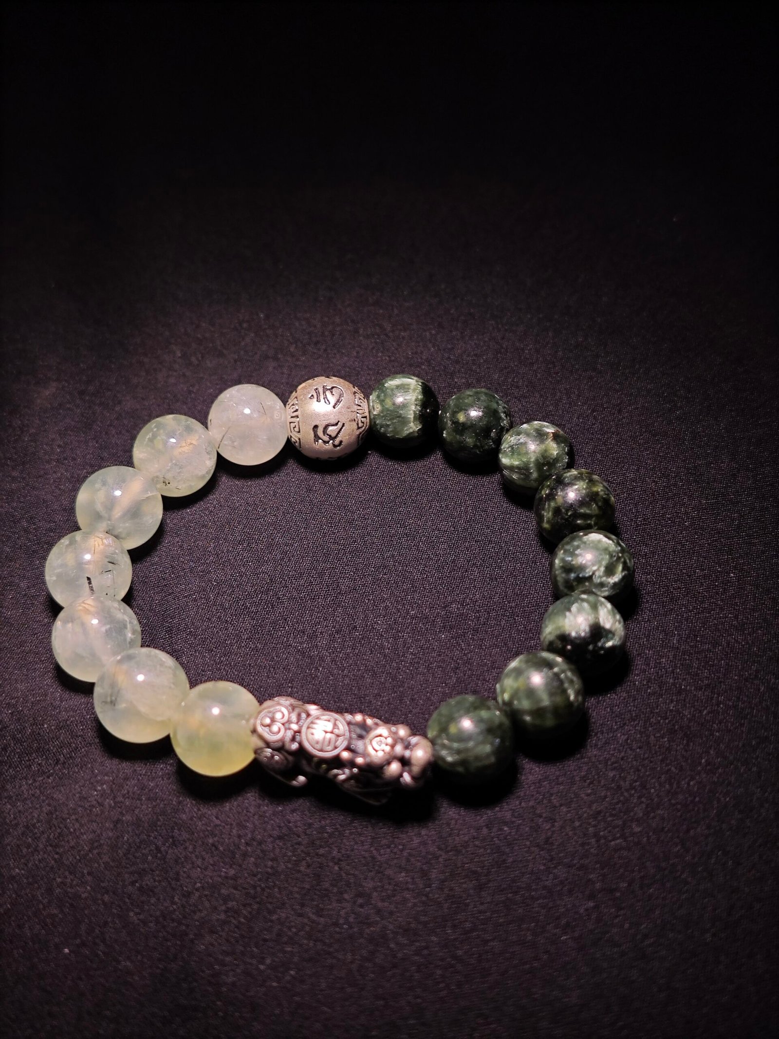 Green Ghost & Grape Stone Feng Shui Wealth Bracelet with Pixiu - Image 5