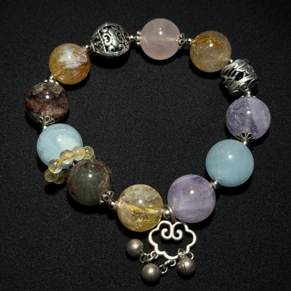 5-Element Balance & Good Fortune Bracelet with Silver Ruyi Charm - Image 4