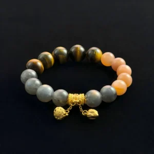 Lumoola Tiger's Eye and Orange Moonstone bracelet for confidence and creative flow